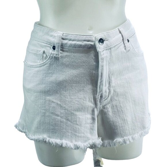 PISTOLA Women's Shorts White Cotton Denim Jean Frayed Edge Hem Stretch Size 32 - Picture 1 of 15